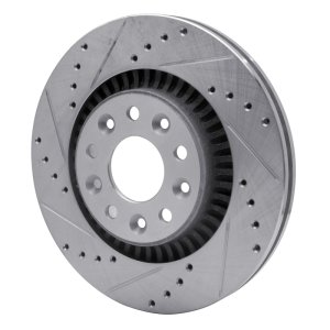 Ford Five Hundred Brake Rotor (1) - Front Left - R1 Concepts - Drilled & Slotted - Silver - `05-`09